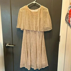 DANNY AND NICOLE BLUSH GOLD CAPE FLARE DRESS SLEEVELESS SIZE8 MOTHER OF BRIDE